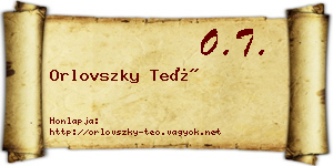 Orlovszky Teó névjegykártya
